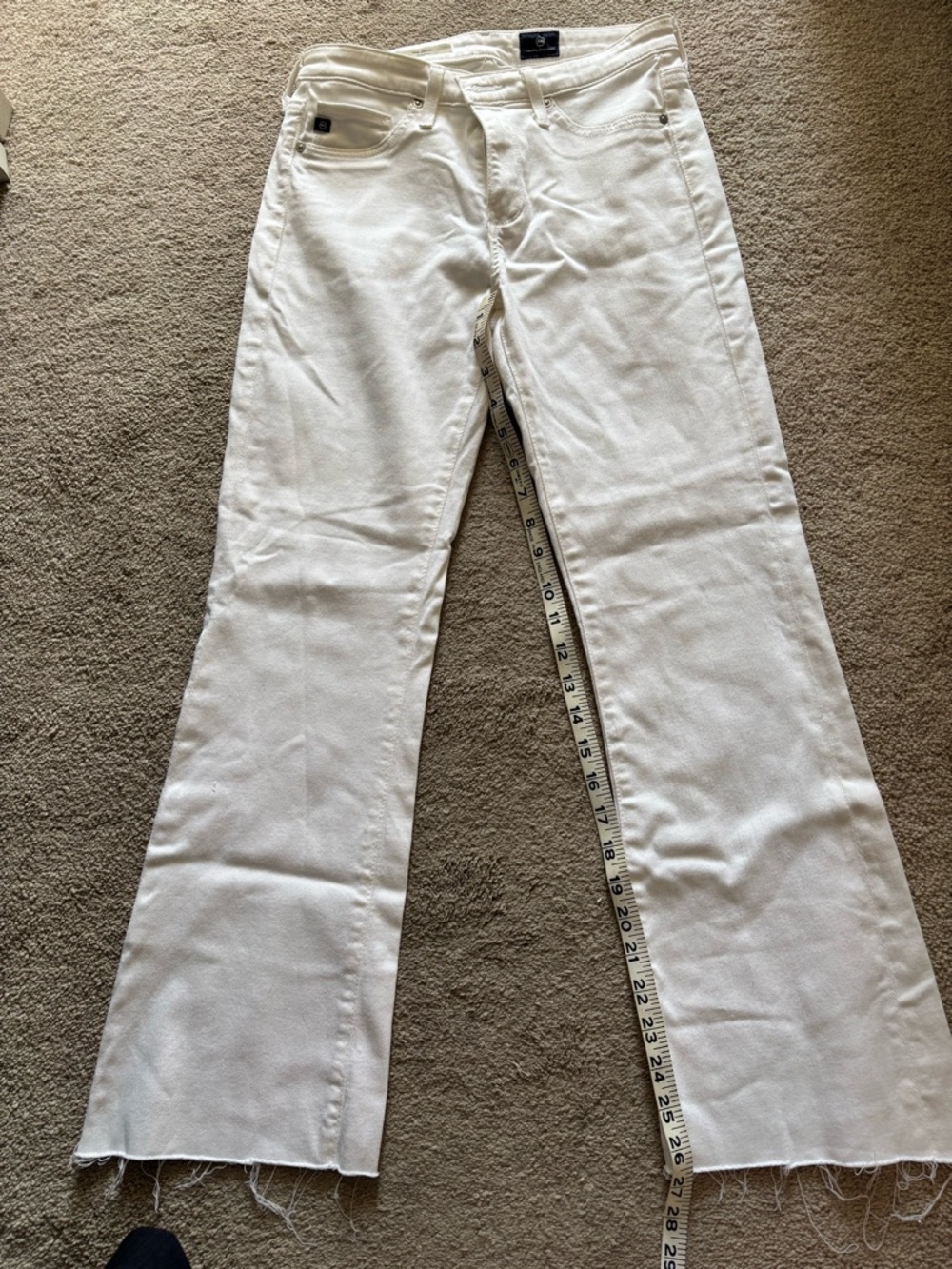 AG White Denim The Angel Mid-Rise Bootcut 27